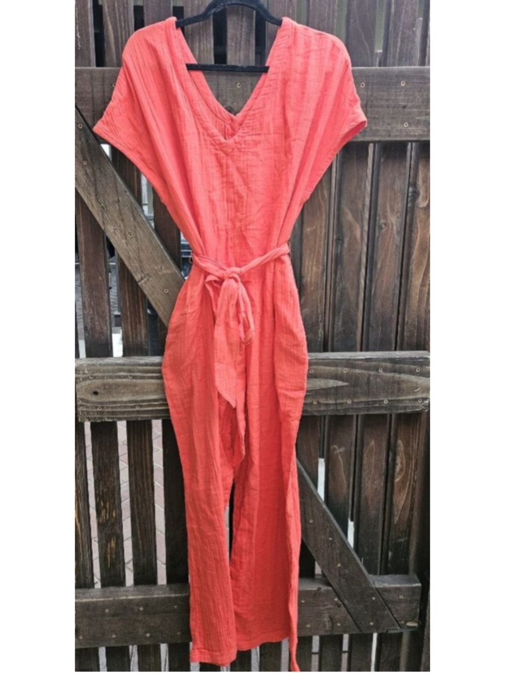 Pact The Coastal Tie Waist Wide-Leg Jumpsuit Size M